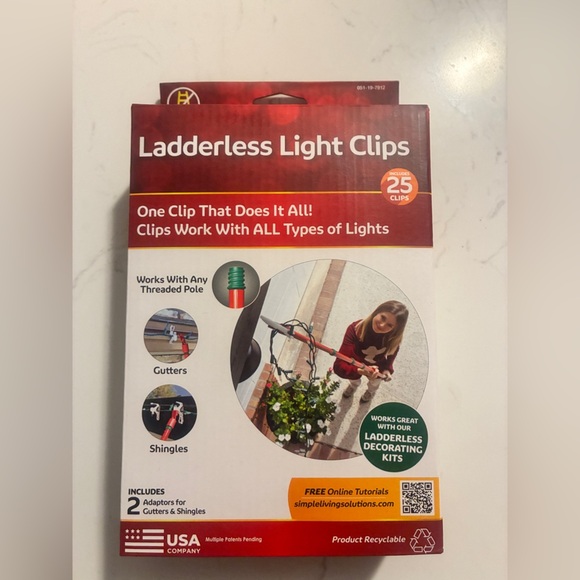 Max Pro Other - Max Pro Ladderless Light Clips –25 Ct |Gutter & Shingle Holiday Light Clips| NEW
